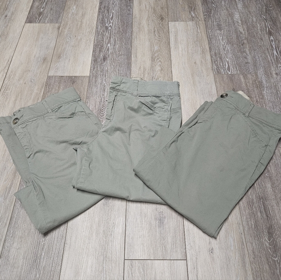 intro. Pants - Intro. 3 Piece Bundle Cropped Relaxed Fit Capri Pants Green Moss  Women 8 Casual